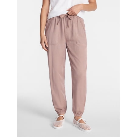 Time and Tru Women's High Rise Parachute Jogger Pants, 28" Inseam, Sizes XS-XXXL