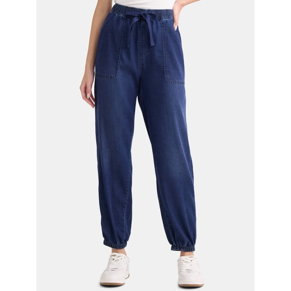 Time and Tru Women's High Rise Parachute Jogger Pants, 28" Inseam, Sizes XS-XXXL