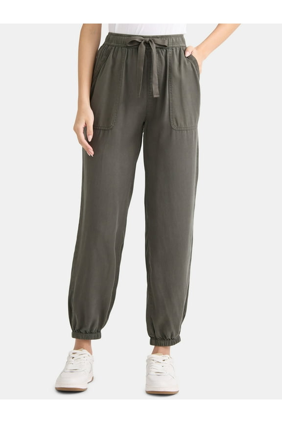 Women's High Rise Parachute Jogger Pants, 28" Inseam, Sizes XS-XXXL