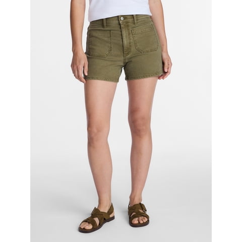 Women's High Rise Patch Pocket Denim Short, 4" Inseam, Sizes 0-20