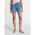 thumbnail image 1 of Time and Tru Women's High Rise Pleated Denim Shorts, 4.5" Inseam, Sizes 0-20, 1 of 6