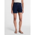 thumbnail image 1 of Time and Tru Women's High Rise Pleated Denim Shorts, 4.5" Inseam, Sizes 0-20, 1 of 6