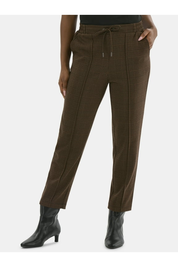 Women's High Rise Tapered Drawstring Pants with Pintuck, 27" Inseam, Sizes XS-XXL