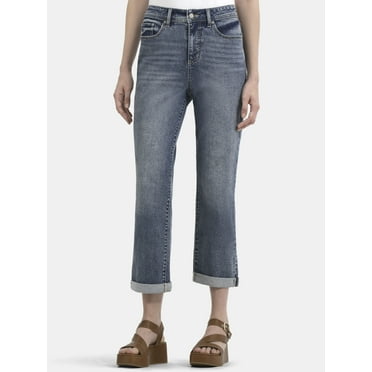 Time and Tru Women's and Women’s Plus High Rise Relaxed Boyfriend Jeans, Sizes 0-28W