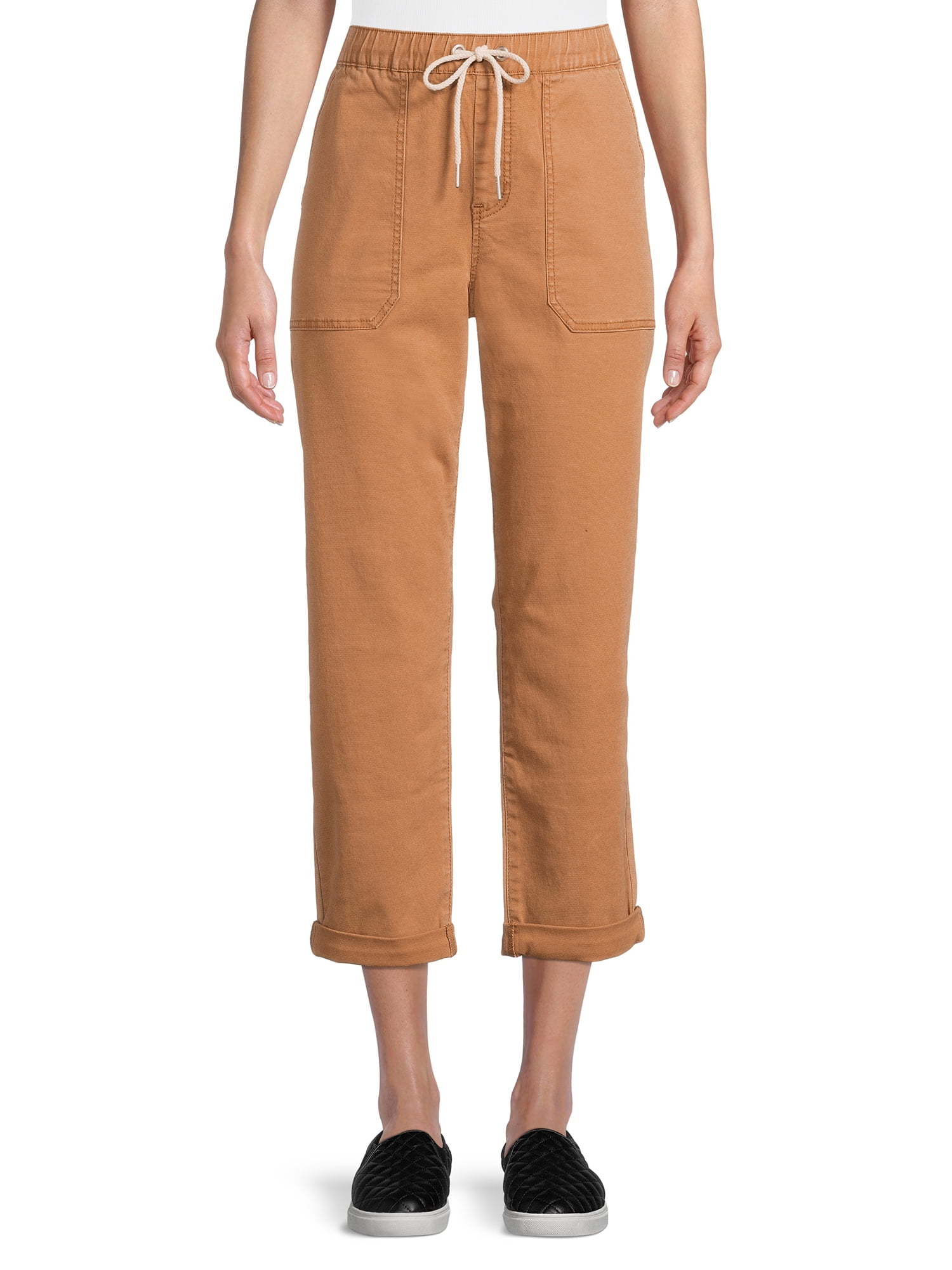 Time and Tru Cotton Blend Cropped Pants for Women