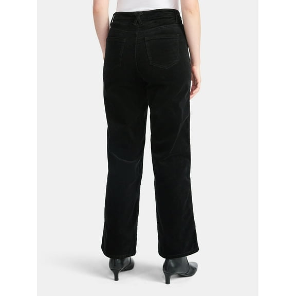 Time and Tru Women's and Women's Plus Corduroy Seamed Wide Leg Pants, 31" Inseam, Sizes 2-22
