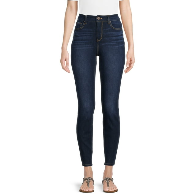 Time and Tru Women's High Rise Skinny Jeans, Available in 27", 29" Inseams, Sizes 2-20