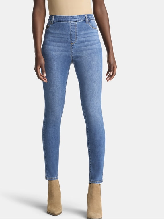 Women's High Rise Skinny Leg Denim Jegging, 28.5" Inseam, Sizes XS-XXXL