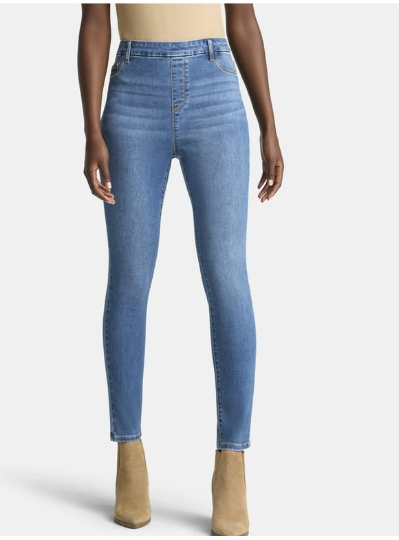 Women's High Rise Skinny Leg Denim Jegging, 28.5" Inseam, Sizes XS-XXXL