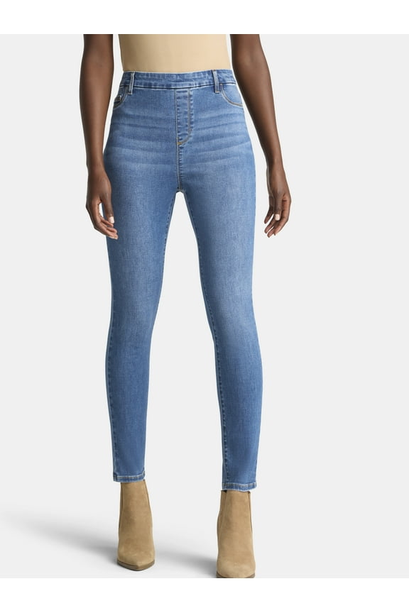 Women's High Rise Skinny Leg Denim Jegging, 28.5" Inseam, Sizes XS-XXXL