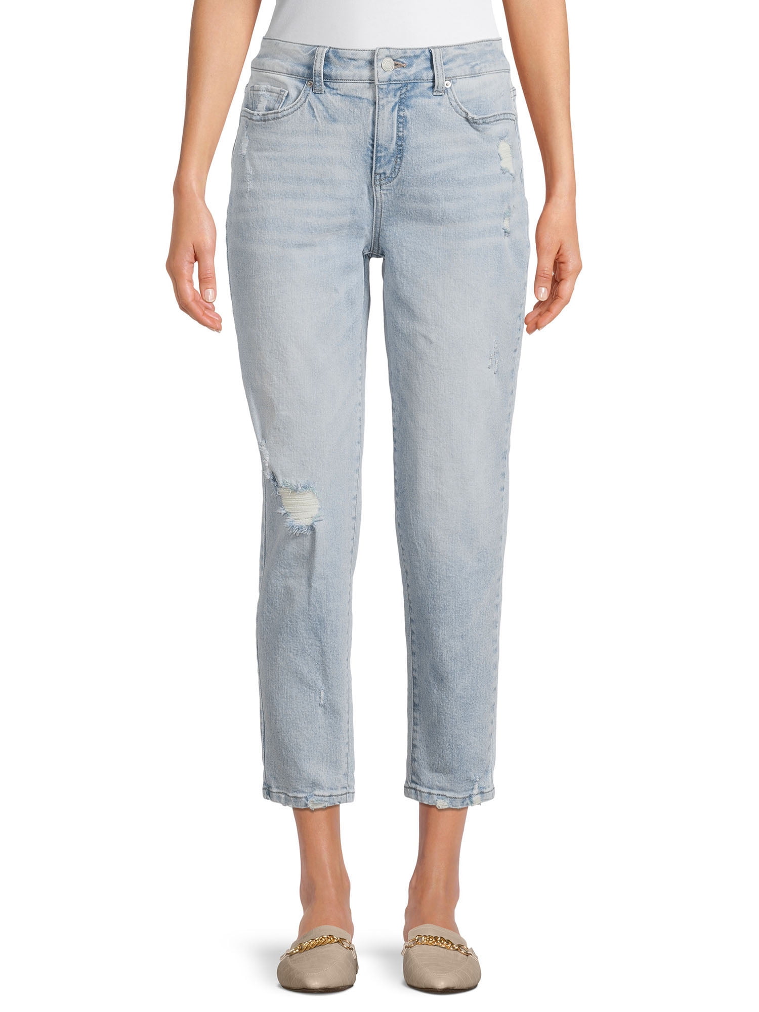 Time and Tru Women's High Rise Slim Crop Jeans - Walmart.com