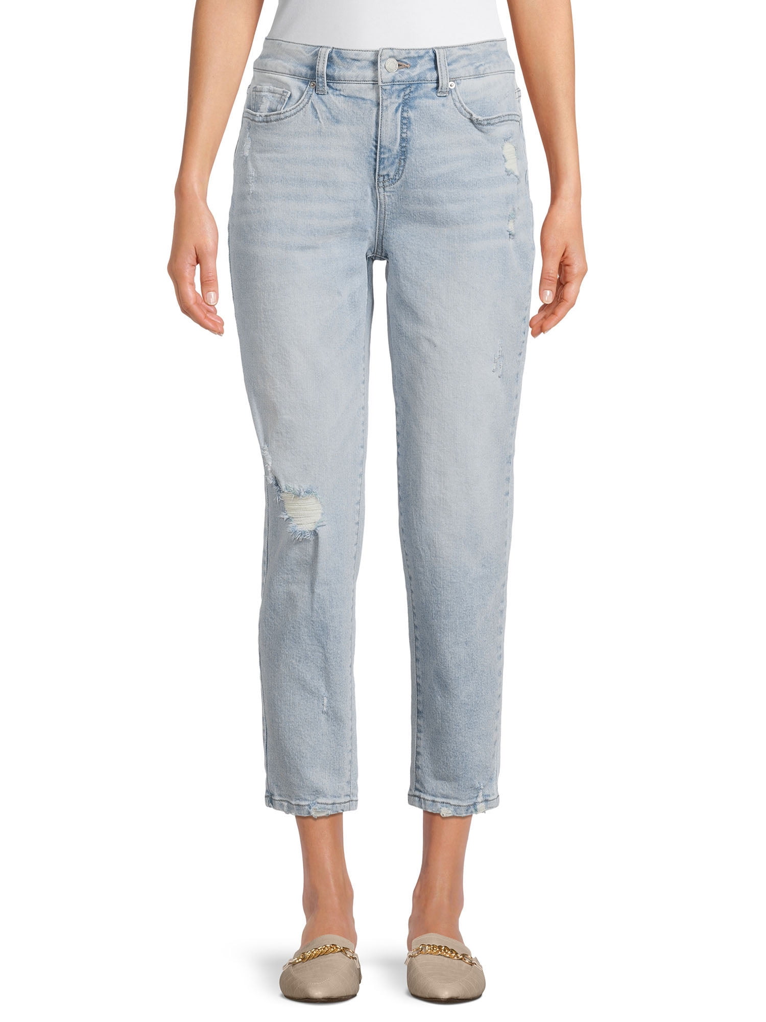 Time and Tru Women's High Rise Slim Boyfriend Crop Jeans