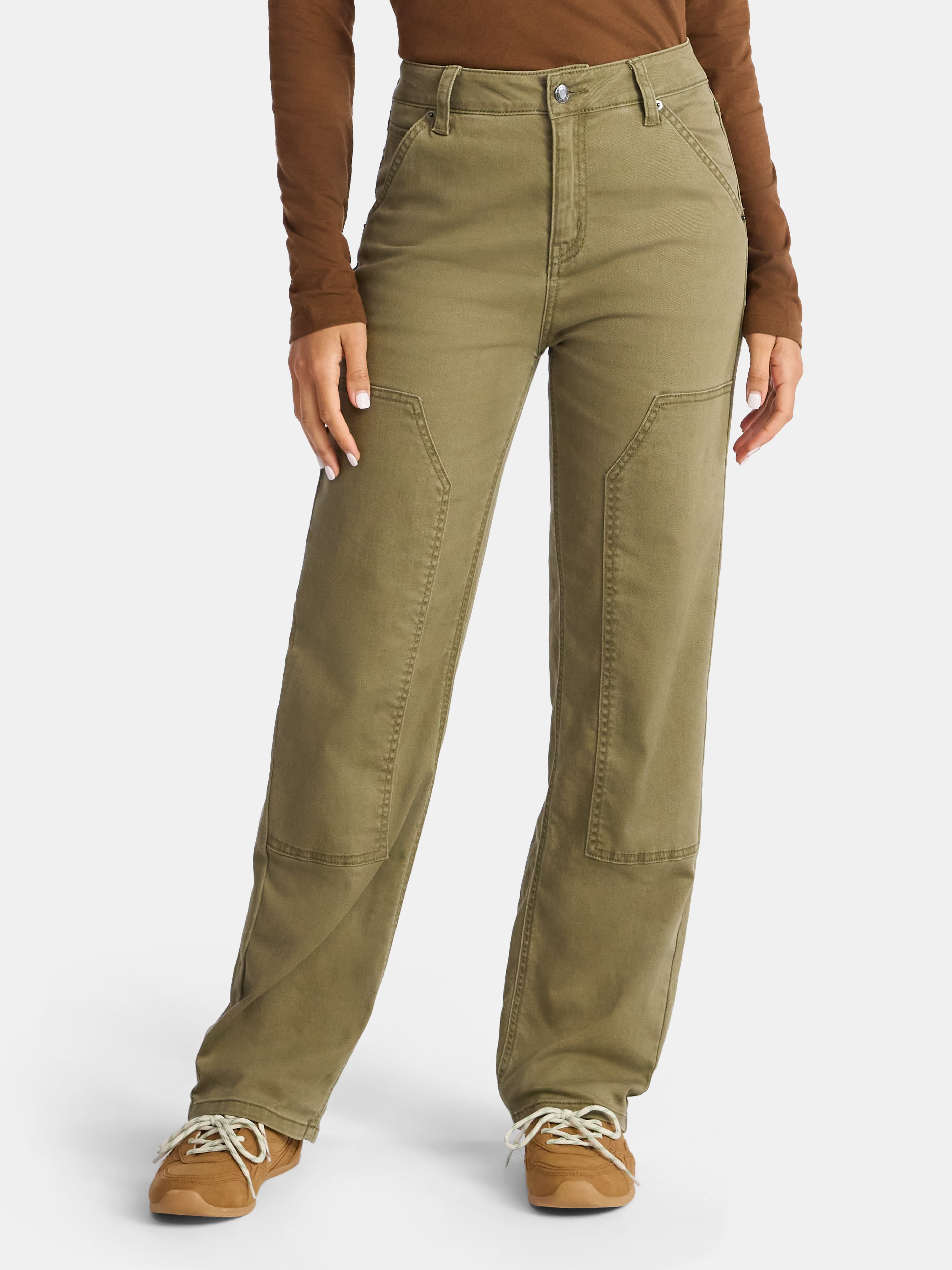 Time and Tru Women #39 s High Rise Straight Jeans with Carpenter Details Time and Tru Women #39 s High Rise Straight Jeans with Carpenter Details