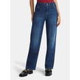 thumbnail image 1 of Time and Tru Women's High Rise Straight Jeans with Carpenter Details, 30" Inseam, Sizes 0-20, 1 of 5