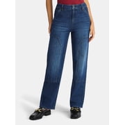 Time and Tru Women's High Rise Straight Jeans with Carpenter Details, 30" Inseam, Sizes 0-20