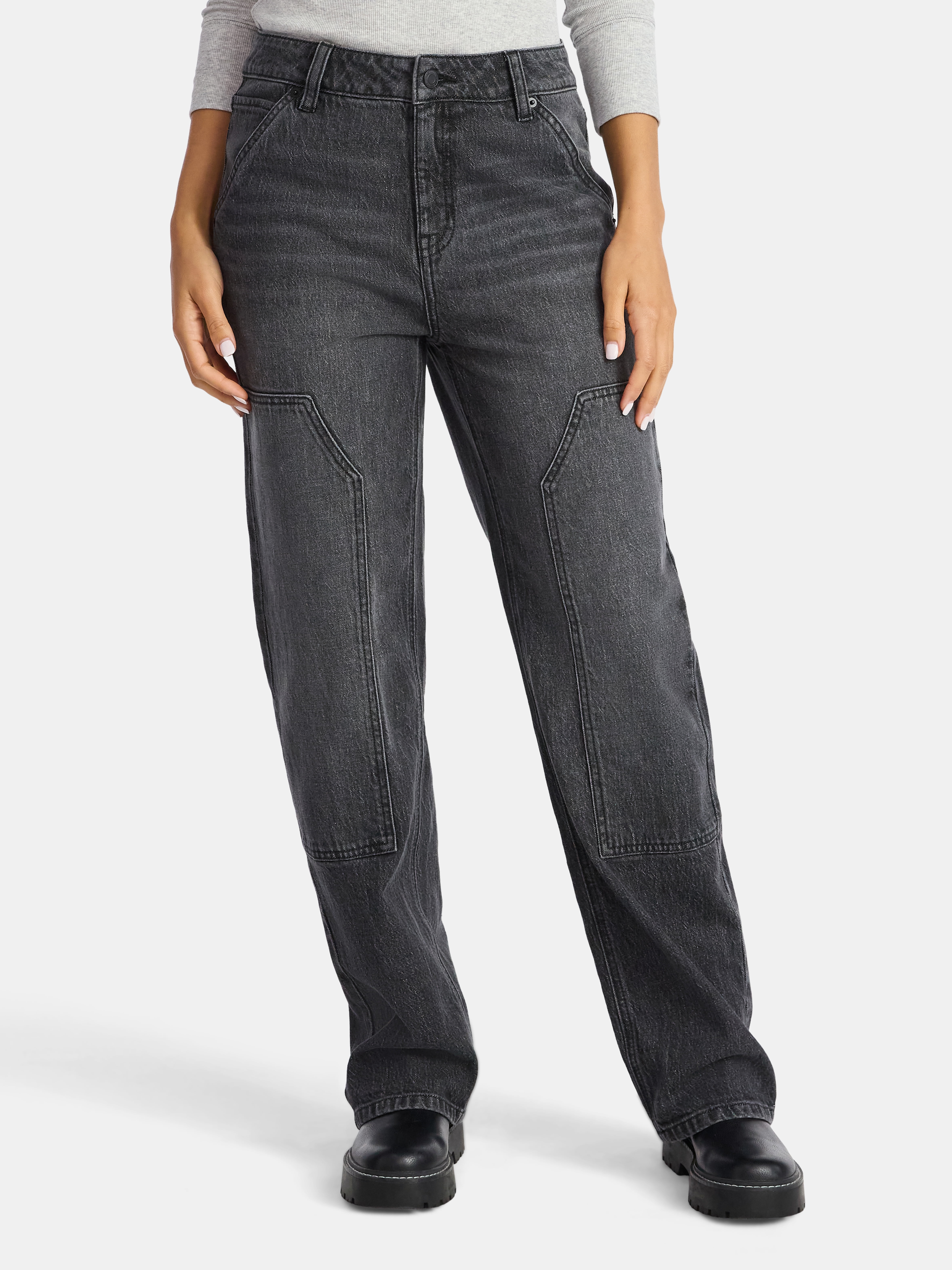 Time and Tru Women's High Rise Straight Jeans with Carpenter