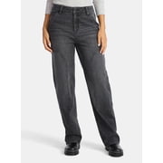Time and Tru Women's High Rise Straight Jeans with Carpenter Details, 30" Inseam, Sizes 0-20