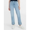 thumbnail image 1 of Time and Tru Women's High Rise Straight Leg Cuffed Jeans, 26.5" Inseam, Sizes 0-20, 1 of 6