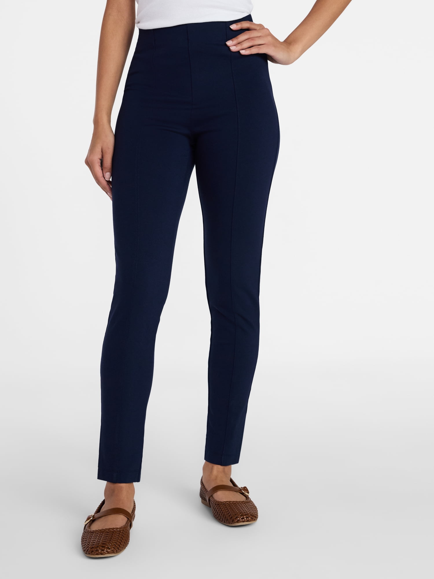 Time and Tru Women's High Rise Straight Leg Cuffed Jeans, 26.5" Inseam, Sizes 0-20
