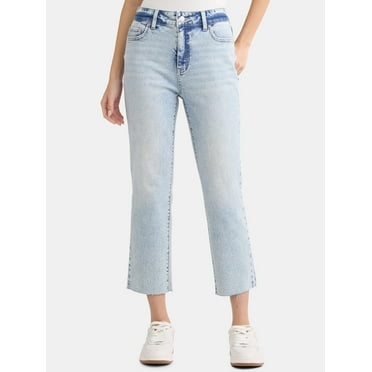 Time and Tru Women's High Rise Straight Leg Cropped Jeans, 25" Inseam, Sizes 2-22