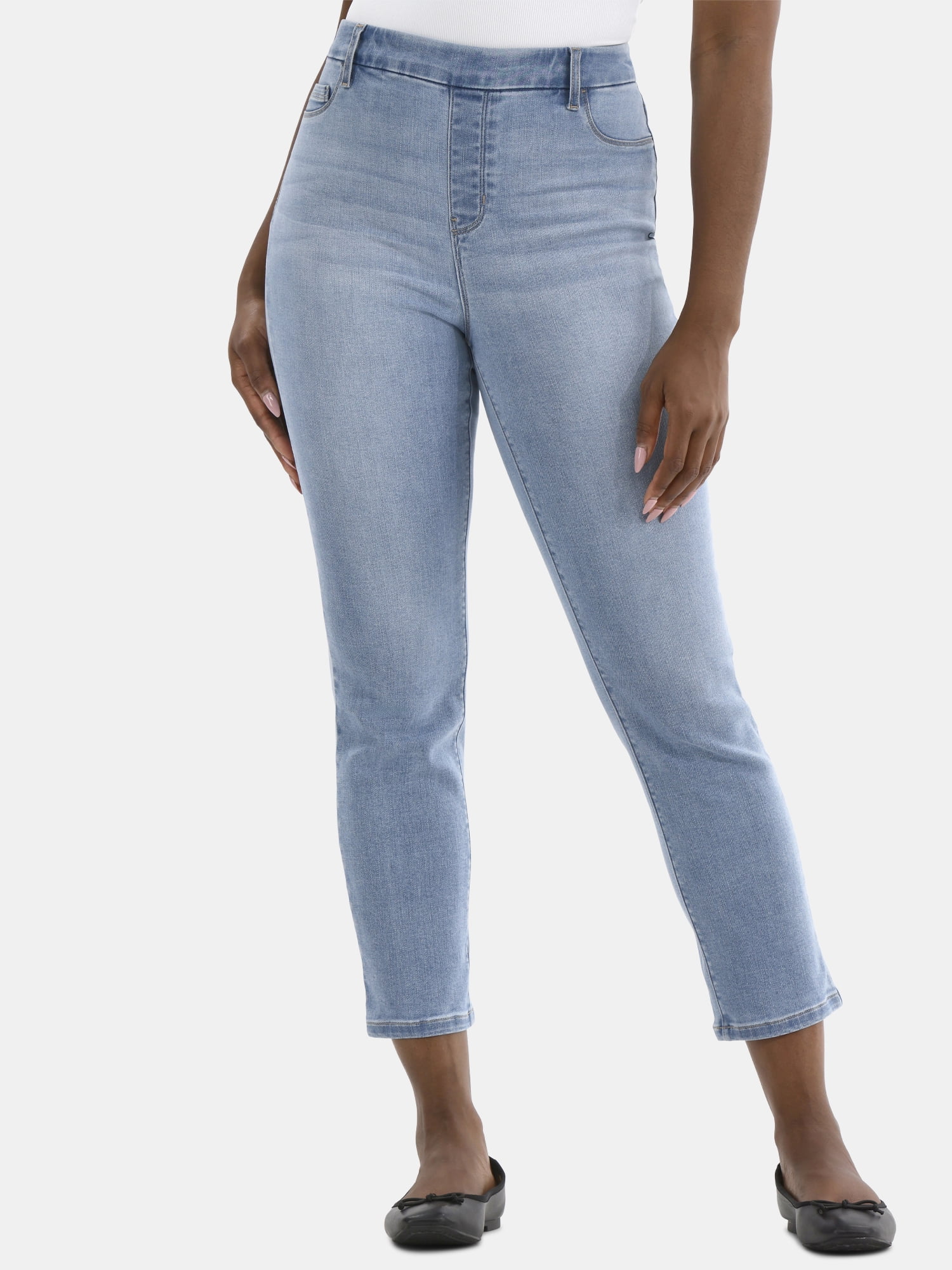 Time and Tru Women's High Rise Straight Leg Denim Jegging, 27.5" Inseam, Sizes XS-XXXL