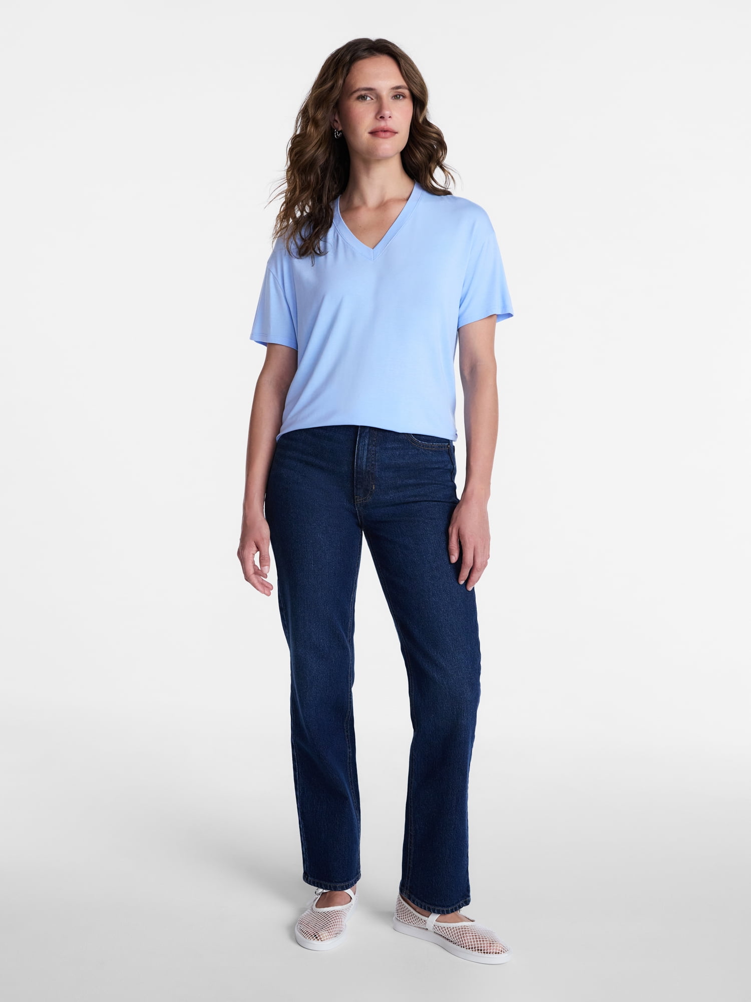 Time and Tru Women's High Rise Straight Leg Jeans, 30" Inseam Regular, Sizes 0-20, 10S-16S