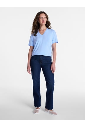 Women's High Rise Straight Leg Jeans, 30" Inseam Regular, Sizes 0-20, 10S-16S
