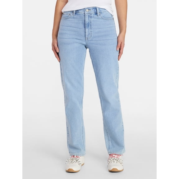 Time and Tru Women's High Rise Straight Leg Jeans, 30