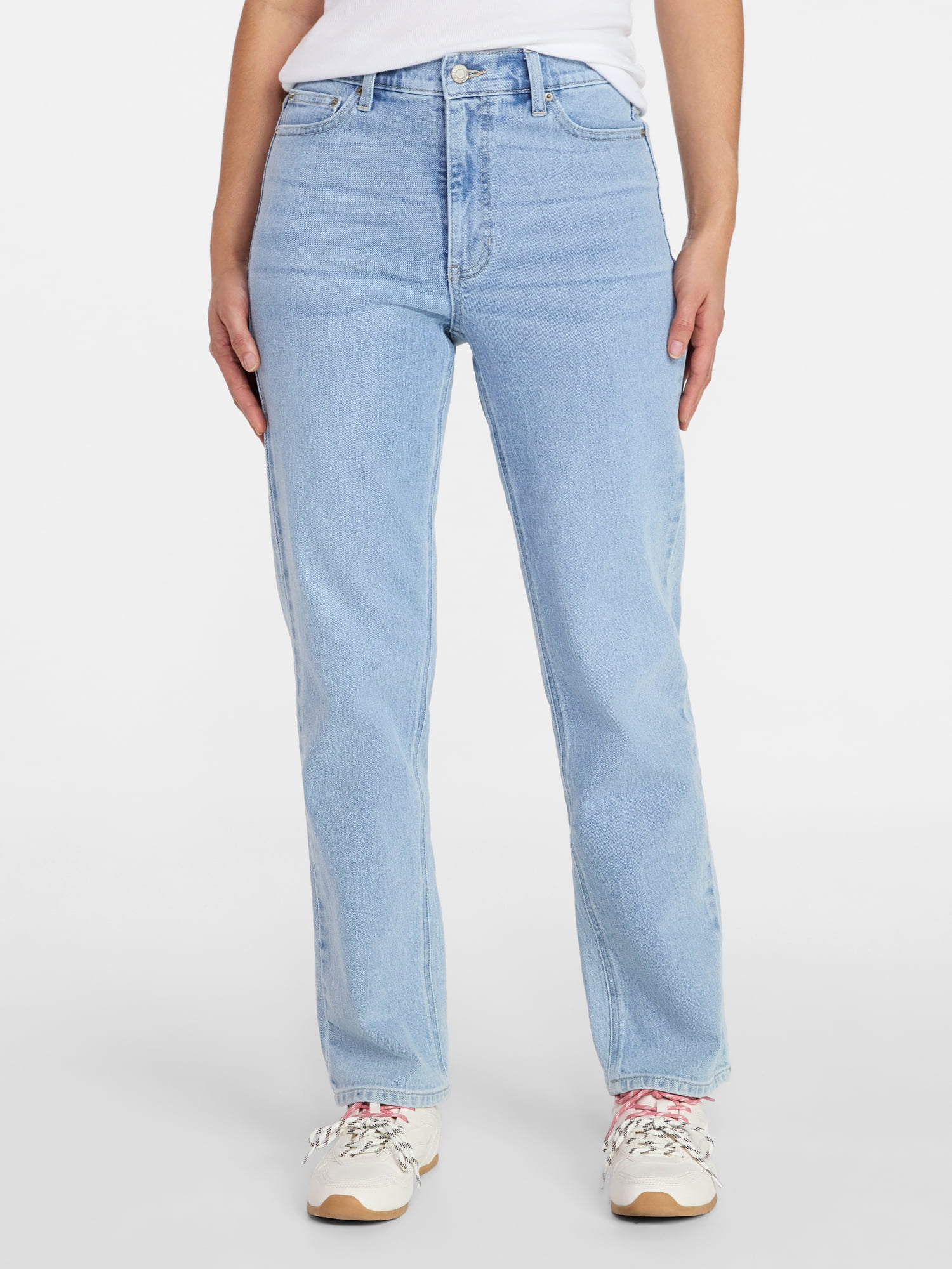 Time and Tru Women's High Rise Straight Leg Jeans, 30" Inseam, Sizes 0-22, 0S-22S