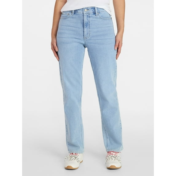 Time and Tru Women's High Rise Straight Leg Jeans, 30" Inseam, Sizes 0-22, 0S-22S