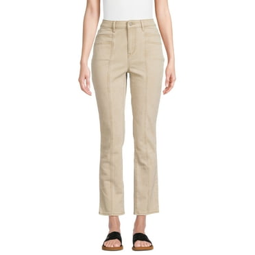 Time and Tru Women's High Rise Straight Leg Jeans with Front Seam, 30” Inseam, Sizes 2-20