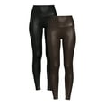 Shop Time and Tru Women's High Rise Stretch Faux Leather Ankle Leggings
