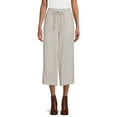 thumbnail image 1 of Time and Tru Women's High Rise Wide Leg Crop Linen Pants, 1 of 5