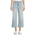 thumbnail image 1 of Time and Tru Women's High Rise Wide Leg Crop Utility Jeans, 26.5" Inseam, Sizes 2-20, 1 of 5