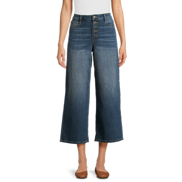 Time and Tru Women's High Rise Wide Leg Cropped Jeans, 26 Time and Tru Women's High Rise Wide Leg Cropped Jeans, 26