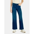 thumbnail image 1 of Time and Tru Women's Wide Leg Jeans with Seam Details, Available in Regular, Short, Long Inseams, Sizes 0-22, 1 of 10