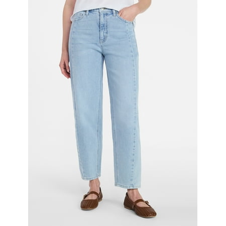 Time and Tru Women's High Rise Barrel Jeans, 28" Inseam, Sizes 0-20