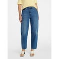 thumbnail image 1 of Time and Tru Women's High Rise Barrel Jeans, 28" Inseam, Sizes 0-20, 1 of 6