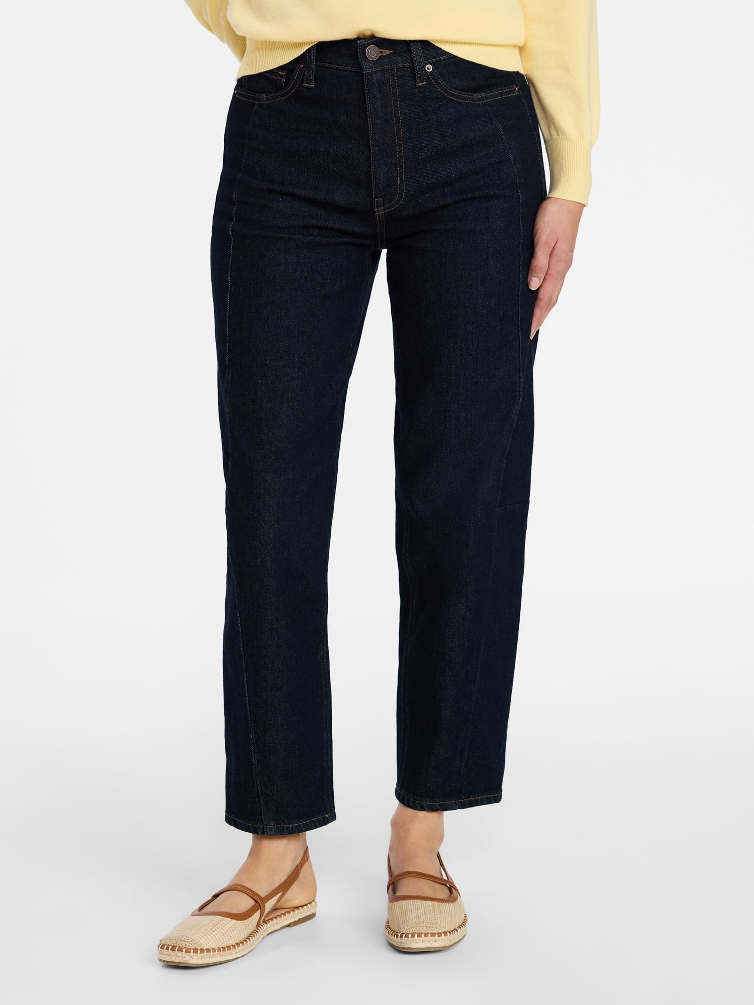 Time and Tru Women's Hight Rise Barrel Jean, 28" Inseam, Sizes 0-22, 0L-22L