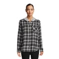 Time and Tru Women's Hooded Flannel Shirt, Sizes SXXXL