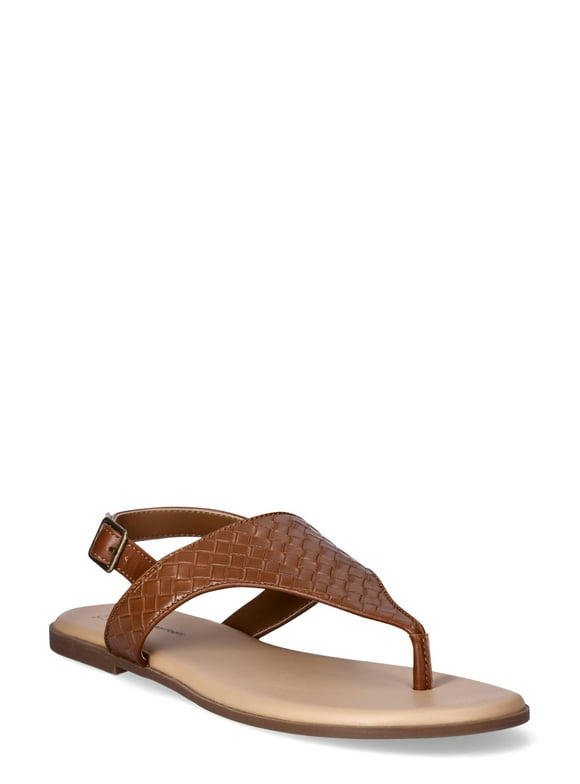 Time and Tru Women's Hooded Flat Thong Sandals, Wide Width Available