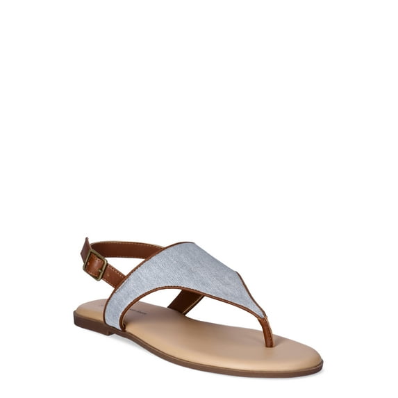 Time and Tru Women's Hooded Flat Thong Sandals, Wide Width Available