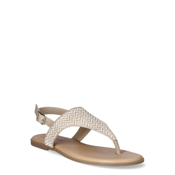 Time and Tru Women's Hooded Flat Thong Sandals, Wide Width Available