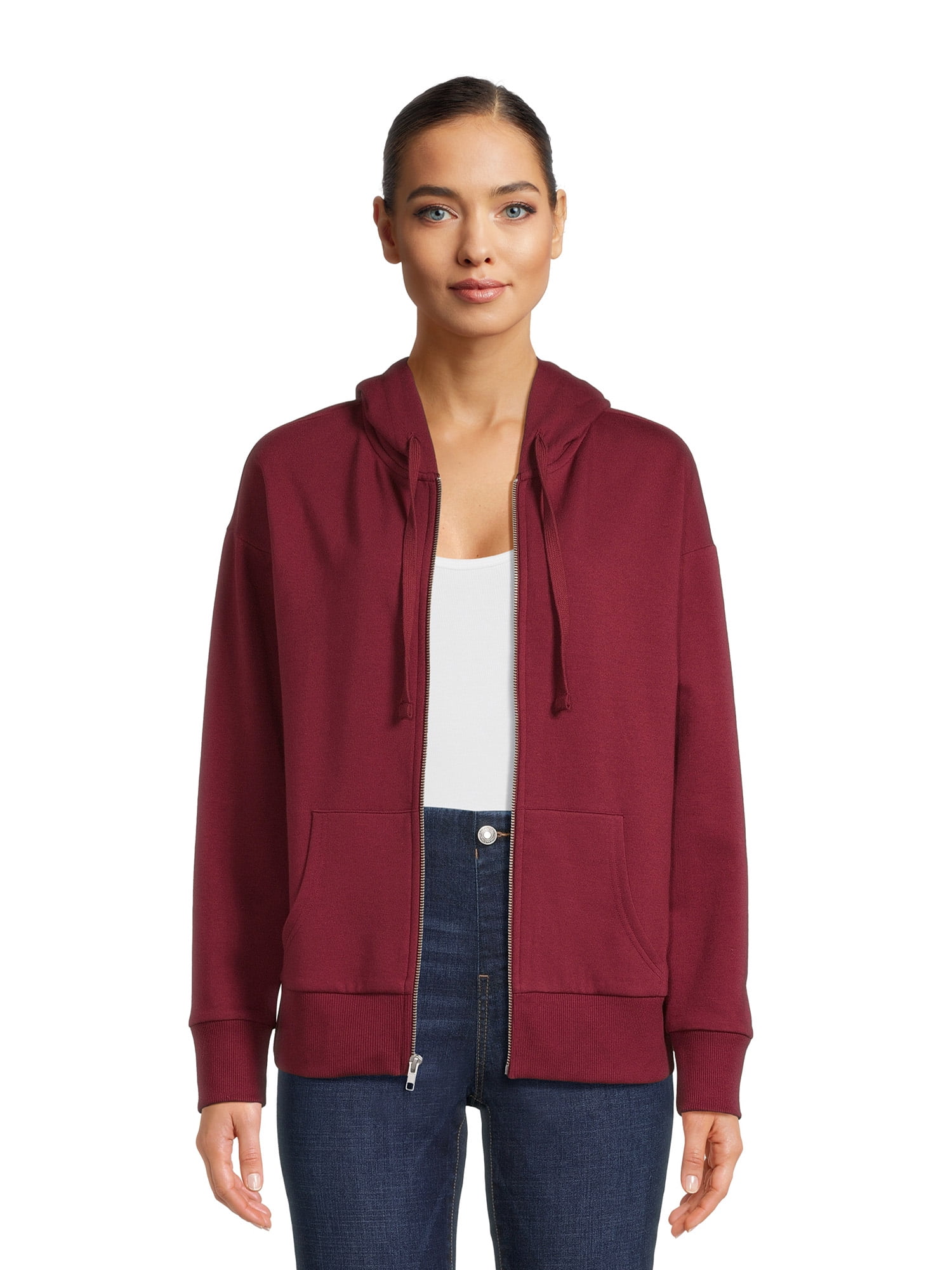 Time and Tru Women's Zip Up Hoodie with Pockets, Sizes XSXXXL