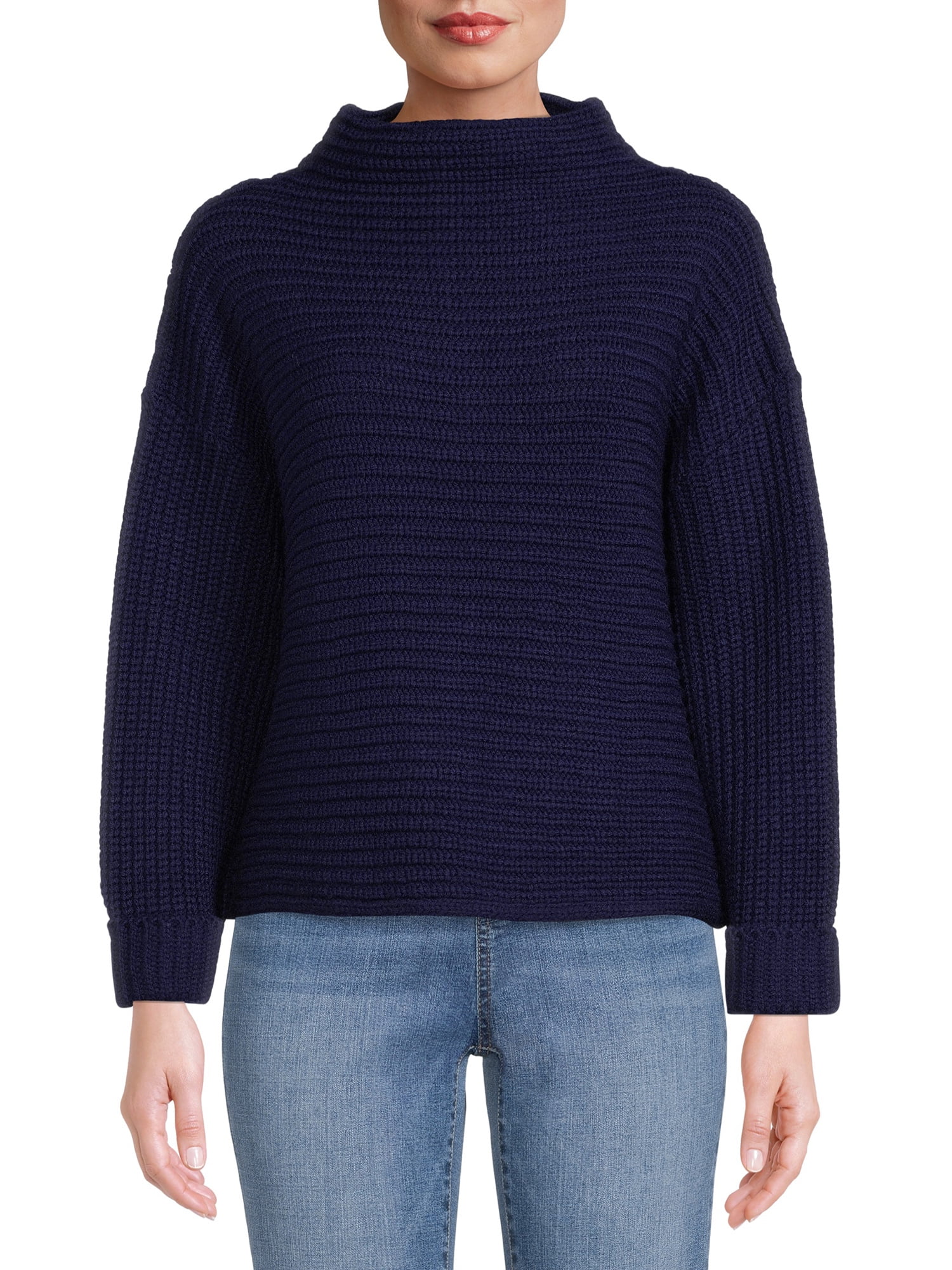 Time and Tru Women's Horizontal Shaker Knit Sweater