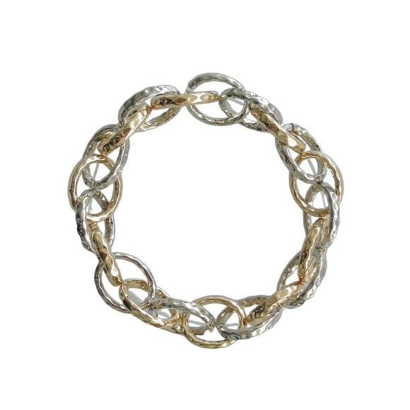 Women's Inter Locked Loop Two Tone Plating Bracelet Zinc Alloy/CZ