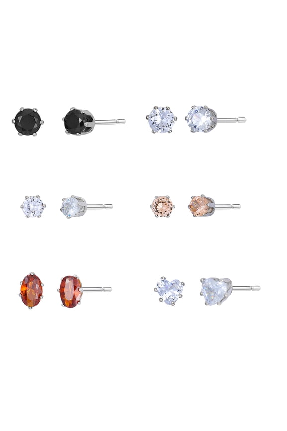 Women's Jewelry Essentials Multi-colored Stud Earrings, 6-Pack