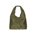 thumbnail image 1 of Time and Tru Women's June Soft Faux Suede Hobo Bag, Olive, 1 of 5