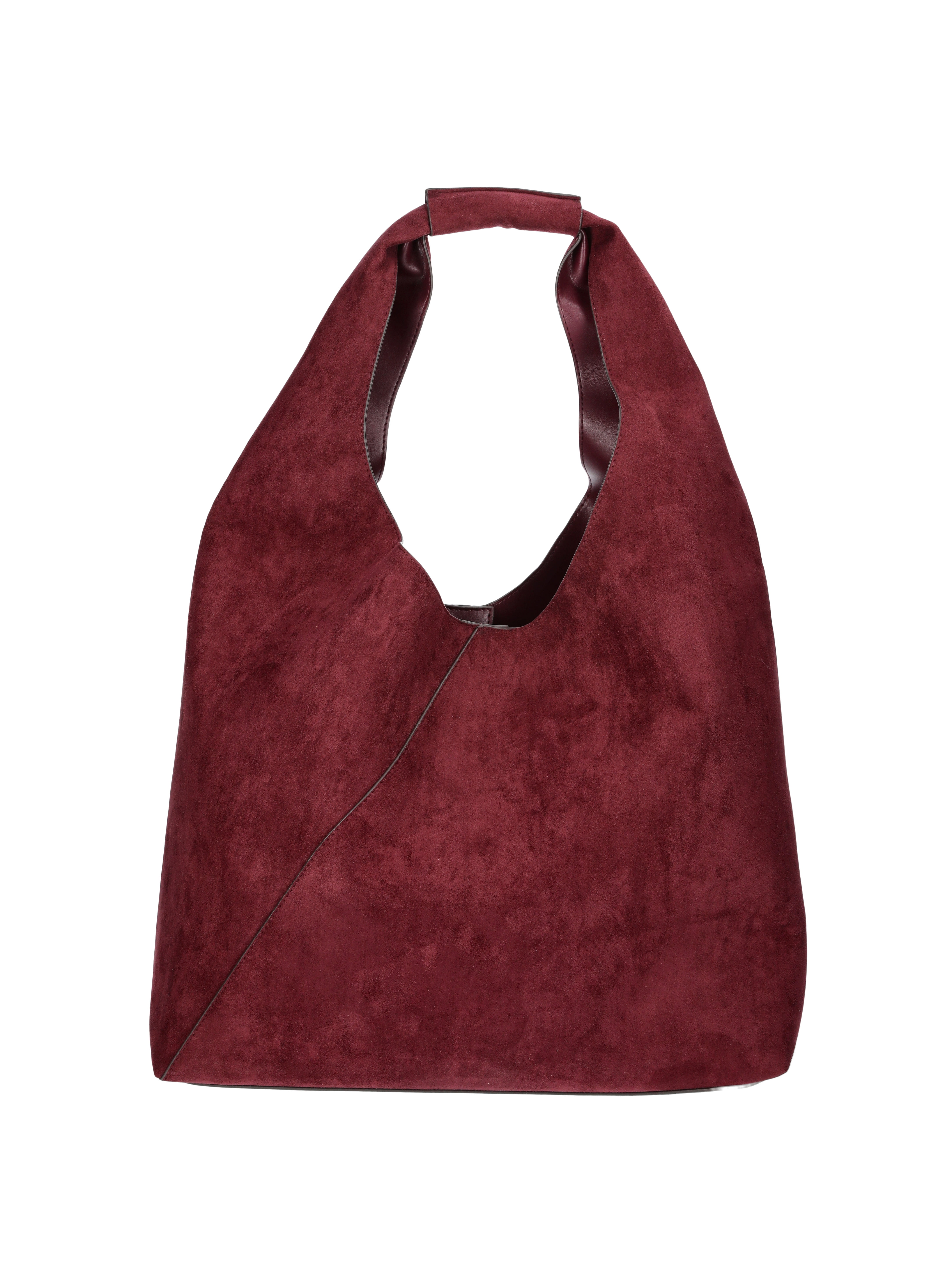 Time and Tru Women's June Soft Faux Suede Hobo Bag, Wine
