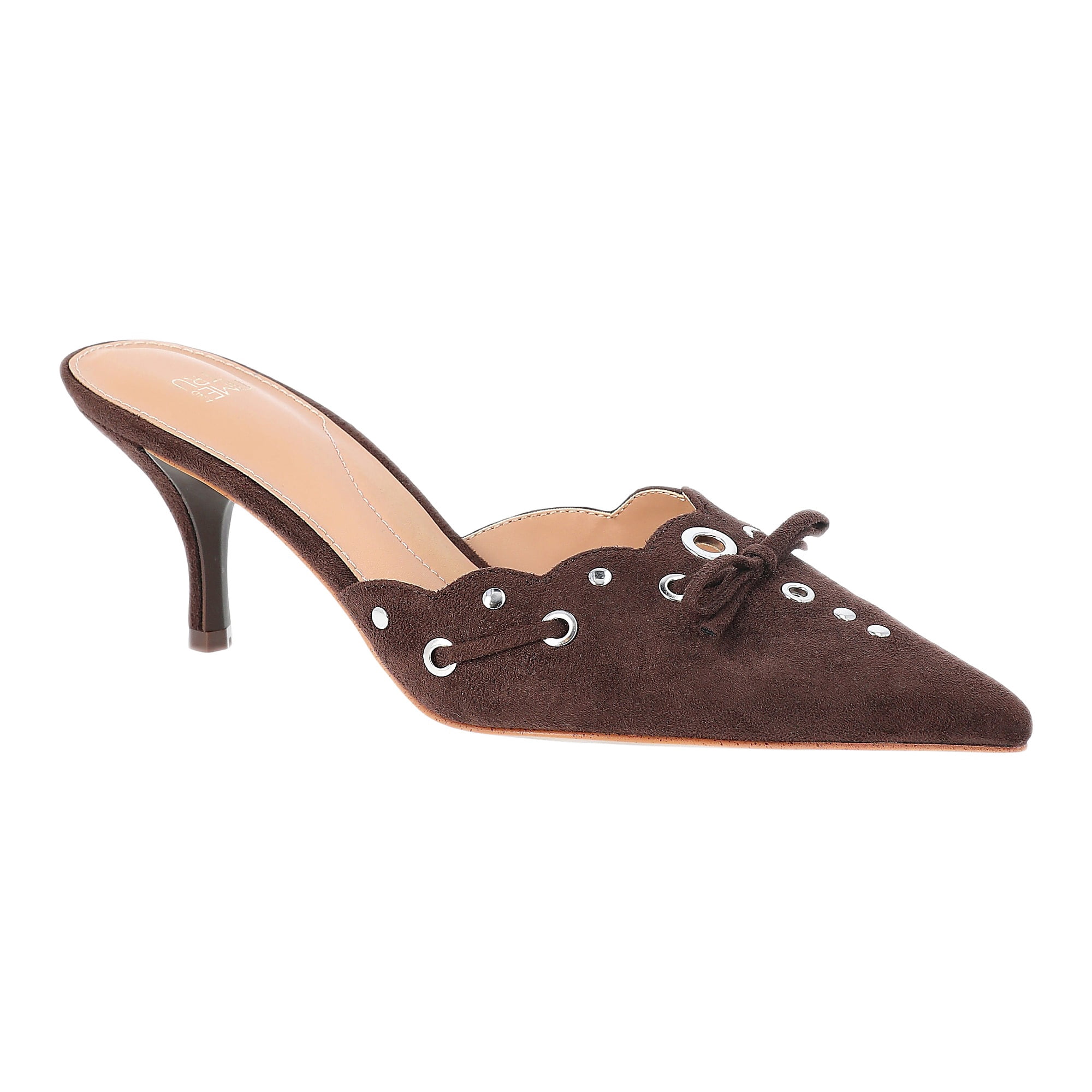 Time and Tru Women's Studded Kitten Heel Mules